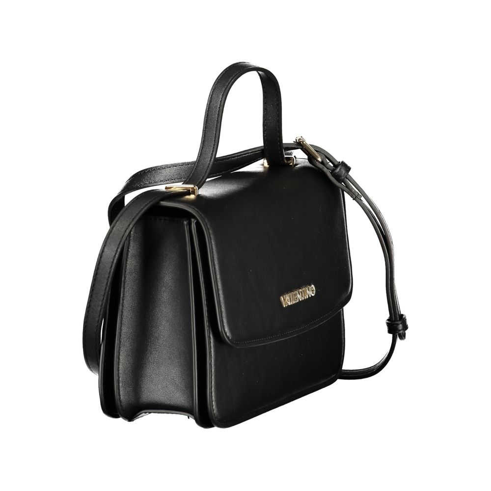 Shoulder Handbag by Mario Valentino for women in polyurethane black features a ornamental silhouette, showcasing a secure snap, ample built-in-compartments & internal-pockets, and ornamental shoulder-strap for a sophisticated look.