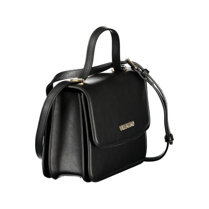 Shoulder Handbag by Mario Valentino for women in polyurethane black features a ornamental silhouette, showcasing a secure snap, ample built-in-compartments & internal-pockets, and ornamental shoulder-strap for a sophisticated look.