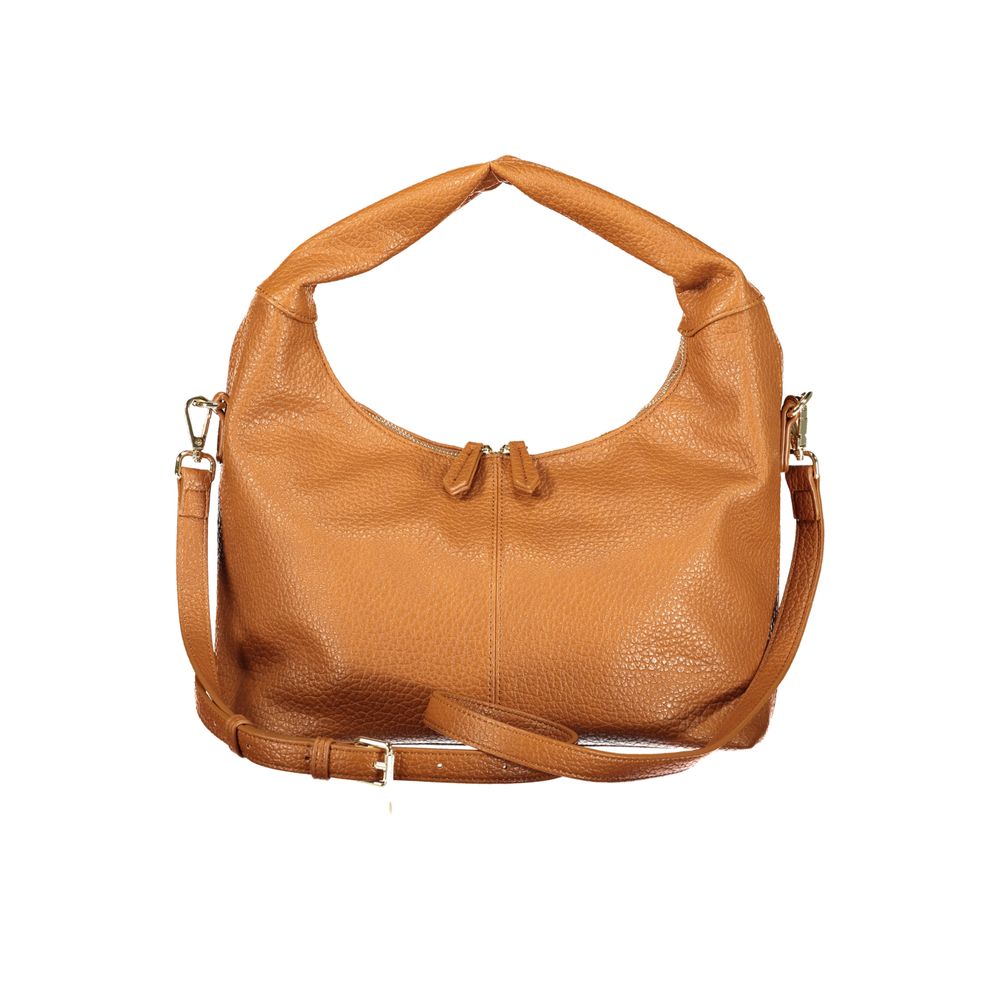 Handbag by Mario Valentino for women in polyurethane brown features a refined silhouette, showcasing a secure zipper, organized document-holder & internal-pockets, and versatile shoulder-strap, adjustable-strap & handle for a refined finish.