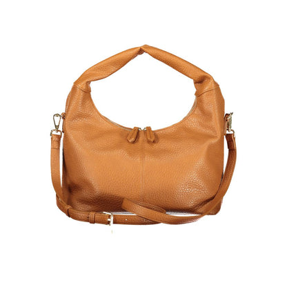 Handbag by Mario Valentino for women in polyurethane brown features a refined silhouette, showcasing a secure zipper, organized document-holder & internal-pockets, and versatile shoulder-strap, adjustable-strap & handle for a refined finish.
