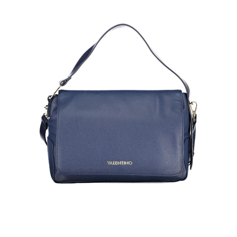 This Shoulder Handbag by Mario Valentino for women in polyurethane and blue & signature presents a sculptural silhouette featuring a secure , ample internal-pockets, and versatile shoulder-strap, handle & adjustable-strap for a sculptural finish.