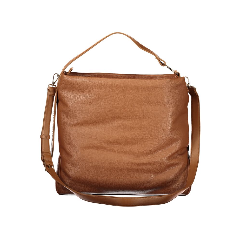 Evening Handbag by Mario Valentino for women in polyurethane brown & signature features an refined silhouette, showcasing a secure zipper, ample , and versatile shoulder-strap, adjustable-strap & handle for a sophisticated refined aesthetic.