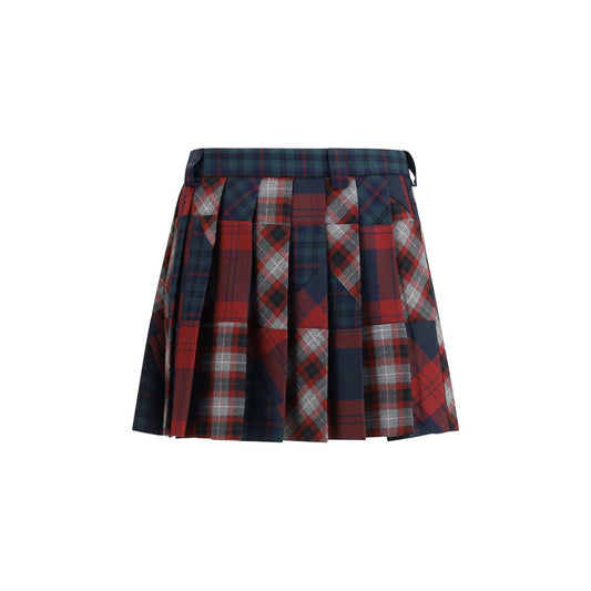 Skirt by Miu Miu for women in wool & viscose multicolor, patterned, tartan & patchwork features an tailored silhouette, artfully capturing the essence of Women's Pleated Wool & Viscose Mini Skirt in a sophisticated mini.