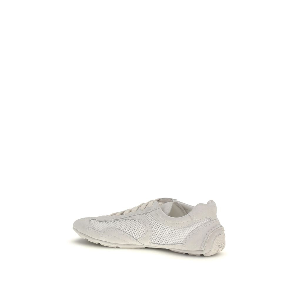 Sneakers by Prada for women in bos taurus suede calf leather white features an timeless silhouette from the Women's Low Top Bos Taurus Suede Calf Leather Sneakers collection, showcasing a signature low-top style with an timeless finish.