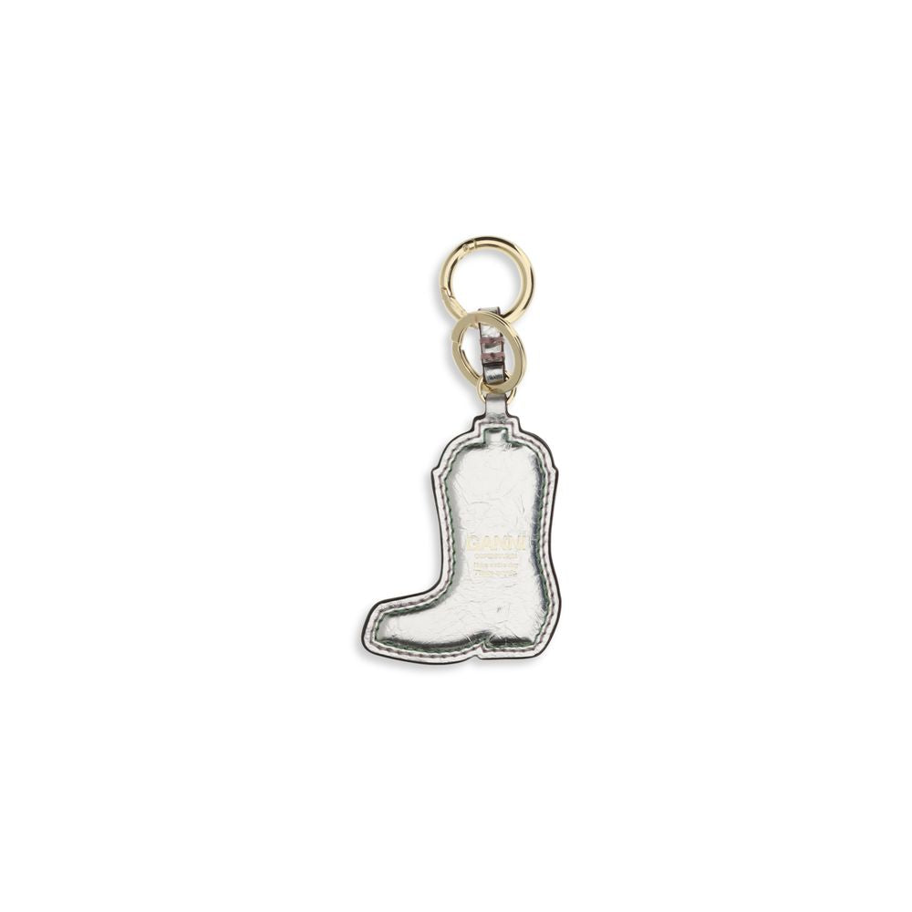 Keychain by Ganni for women in bos taurus calf leather silver showcases a sleek silhouette, detailed with a and finished with .
