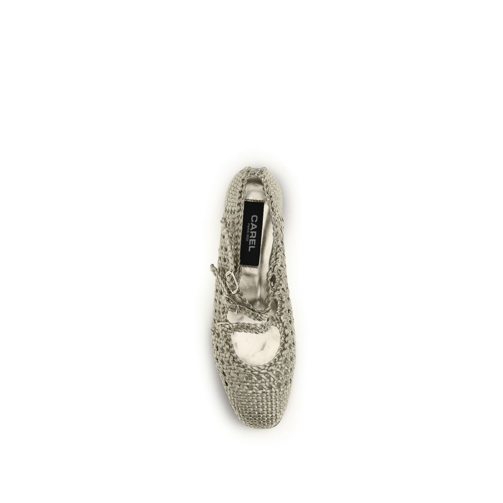 Ballet Flat Shoes by Carel Paris for women in bos taurus calf leather silver showcases a resplendent Hug Women's Bos Taurus Calf Leather Ballet Flat Shoes aesthetic with a and .