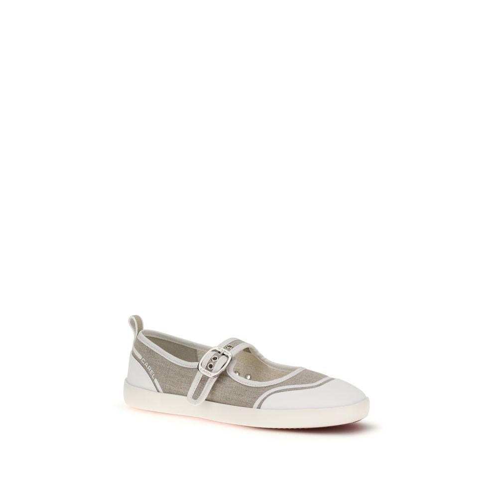 Ballet Flat Shoes by Carel Paris for women in cotton canvas beige & checkered showcases a resplendent Women's Cotton Canvas Ballet Flat Shoes aesthetic with a and .