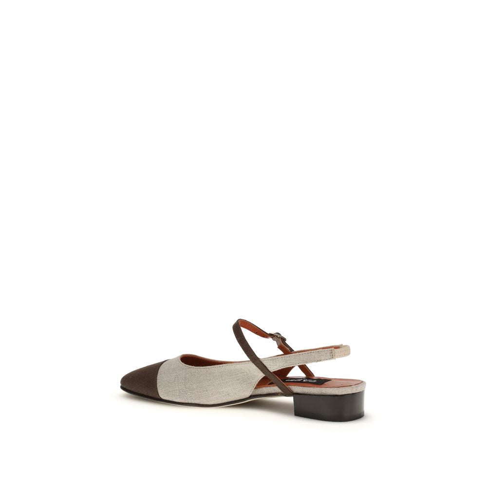 Ballet Slingback Flat Shoes by Carel Paris for women in bos taurus calf leather & cotton canvas beige presents a effortless chic silhouette, showcasing the Women's Bos Taurus Calf Leather & Cotton Canvas Ballet Slingback Flat Shoes design with a effortless chic and for a sophisticated look.
