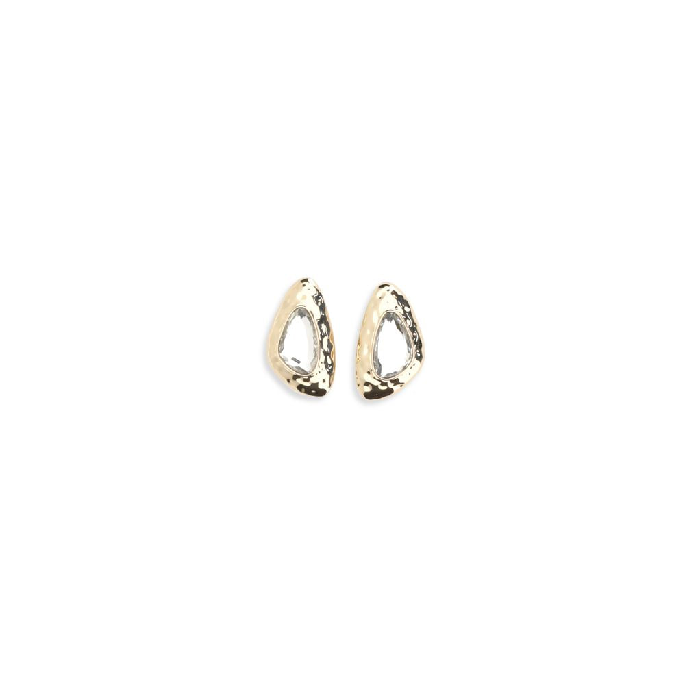 Earrings by Self-Portrait for women in bos taurus calf suede leather gold presents a resplendent silhouette, artfully capturing the essence of the Women's Gold Brass & Crystal Earrings with a resplendent for a sophisticated look.