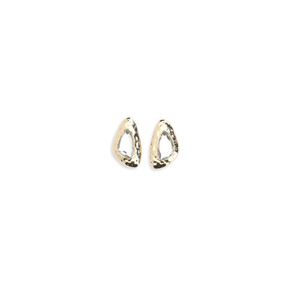 Earrings by Self-Portrait for women in bos taurus calf suede leather gold presents a resplendent silhouette, artfully capturing the essence of the Women's Gold Brass & Crystal Earrings with a resplendent for a sophisticated look.