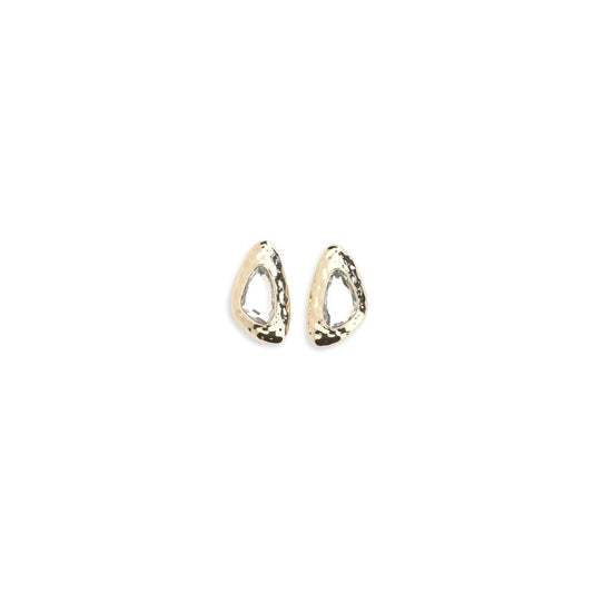 Earrings by Self-Portrait for women in bos taurus calf suede leather gold presents a resplendent silhouette, artfully capturing the essence of the Women's Gold Brass & Crystal Earrings with a resplendent for a sophisticated look.