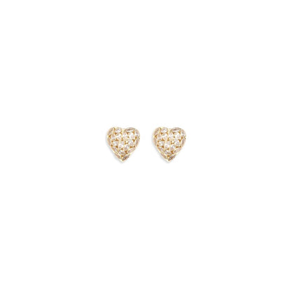Earrings by Self-Portrait for women in denim cotton gold presents a resplendent silhouette, artfully capturing the essence of the Heart Women's Stud Gold Brass Earrings with a resplendent stud for a sophisticated look.