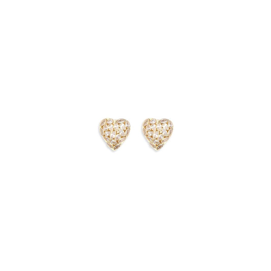 Earrings by Self-Portrait for women in denim cotton gold presents a resplendent silhouette, artfully capturing the essence of the Heart Women's Stud Gold Brass Earrings with a resplendent stud for a sophisticated look.