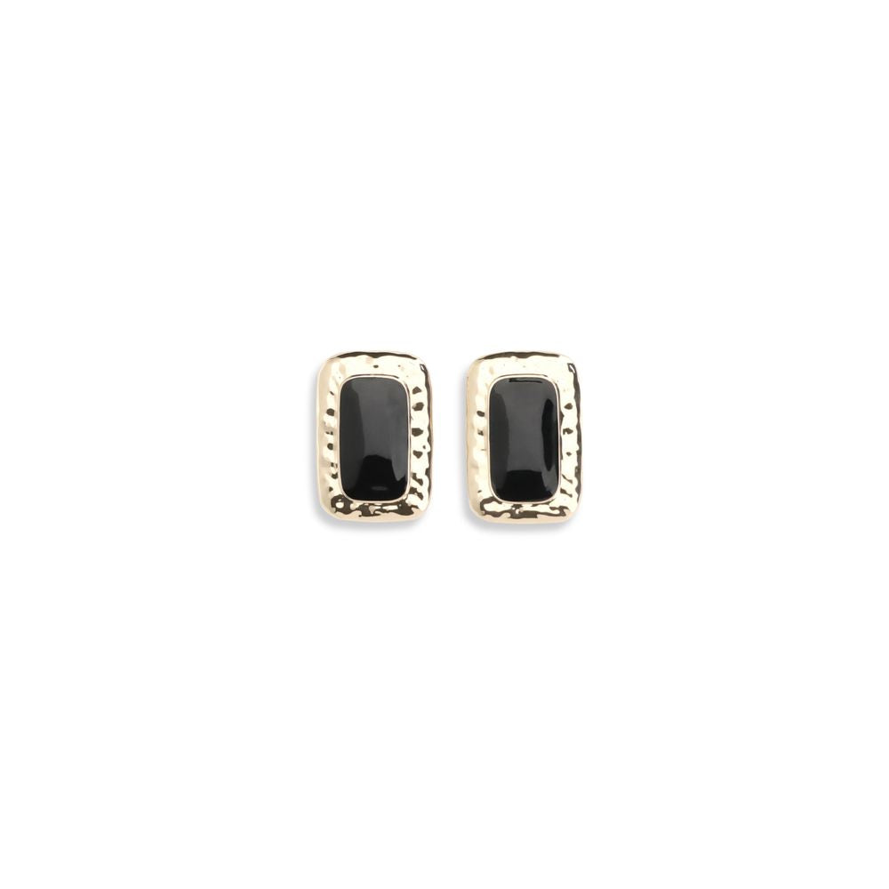 Earrings by Self-Portrait for women in bos taurus calf suede leather black & gold presents a exquisite silhouette, showcasing a exquisite stud from the Women's Stud Gold Brass & Enamel Earrings collection for a truly exquisite finish.