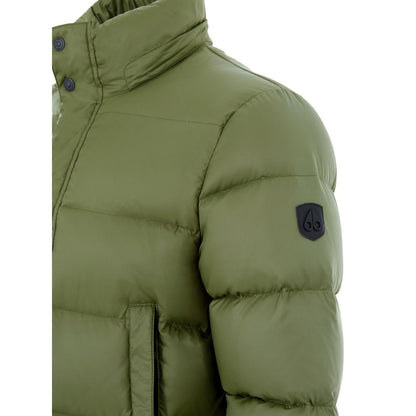 Hooded Puffer Jacket by Moose Knuckles for men in nylon cotton military-green features an on trend silhouette, showcasing refined pockets, hooded & insulated and a sophisticated hooded neckline for a truly on trend finish.