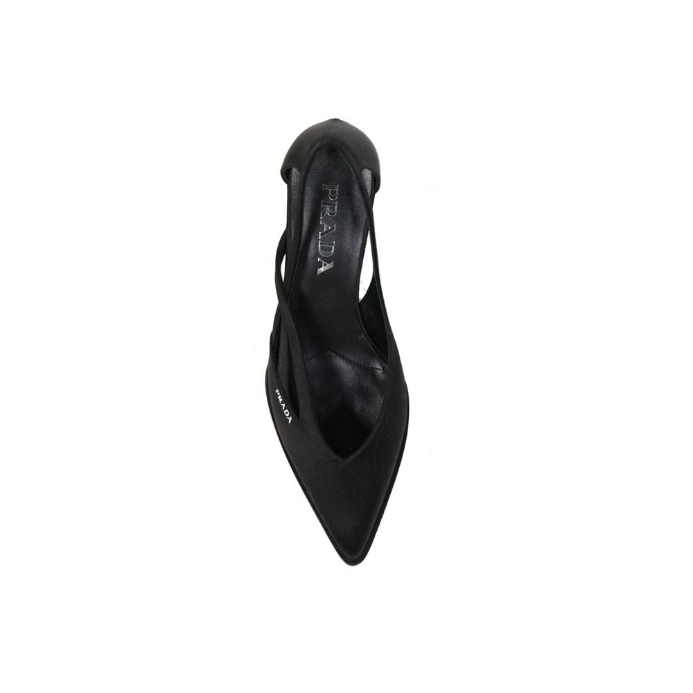 Prada Black Silk Mid Heel Pumps