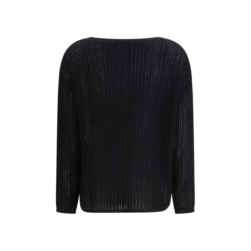 Sweater by Allude for women in cashmere black showcases an masterful silhouette, artfully detailed with a masterful crew neckline and for a sophisticated, premium finish.