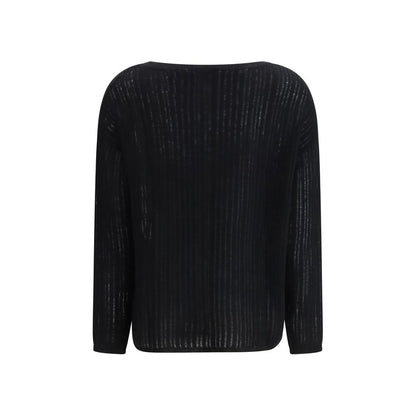 Sweater by Allude for women in cashmere black showcases an masterful silhouette, artfully detailed with a masterful crew neckline and for a sophisticated, premium finish.