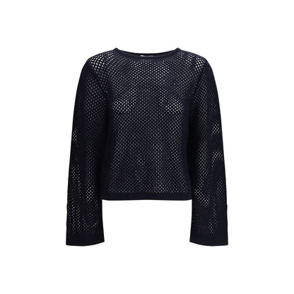 Sweatshirt by Allude for women in cashmere virgin wool blue features an provocated silhouette, detailed with a provocated and a refined boat neckline for a sophisticated aesthetic.