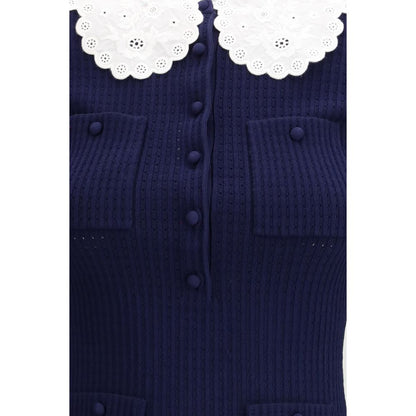 Dress by Self-Portrait for women in polyamide polyester & viscose blue & patterned features an magnificent silhouette, artfully detailed with a magnificent and that flows into an magnificent short mini.