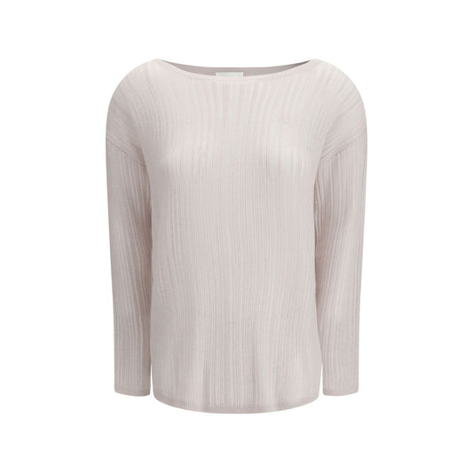 Sweater by Allude for women in cashmere white features an polished silhouette, showcasing refined long-sleeve and a sophisticated crew neckline for a truly polished finish.
