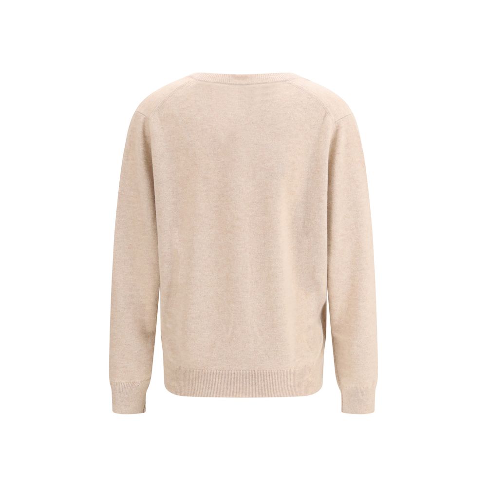 Cardigan by Allude for women in cashmere & capra leather cream showcases a captivating silhouette, artfully detailed with a captivating and v-neck neckline for a truly sophisticated captivating look.