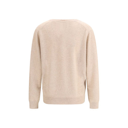Cardigan by Allude for women in cashmere & capra leather cream showcases a captivating silhouette, artfully detailed with a captivating and v-neck neckline for a truly sophisticated captivating look.