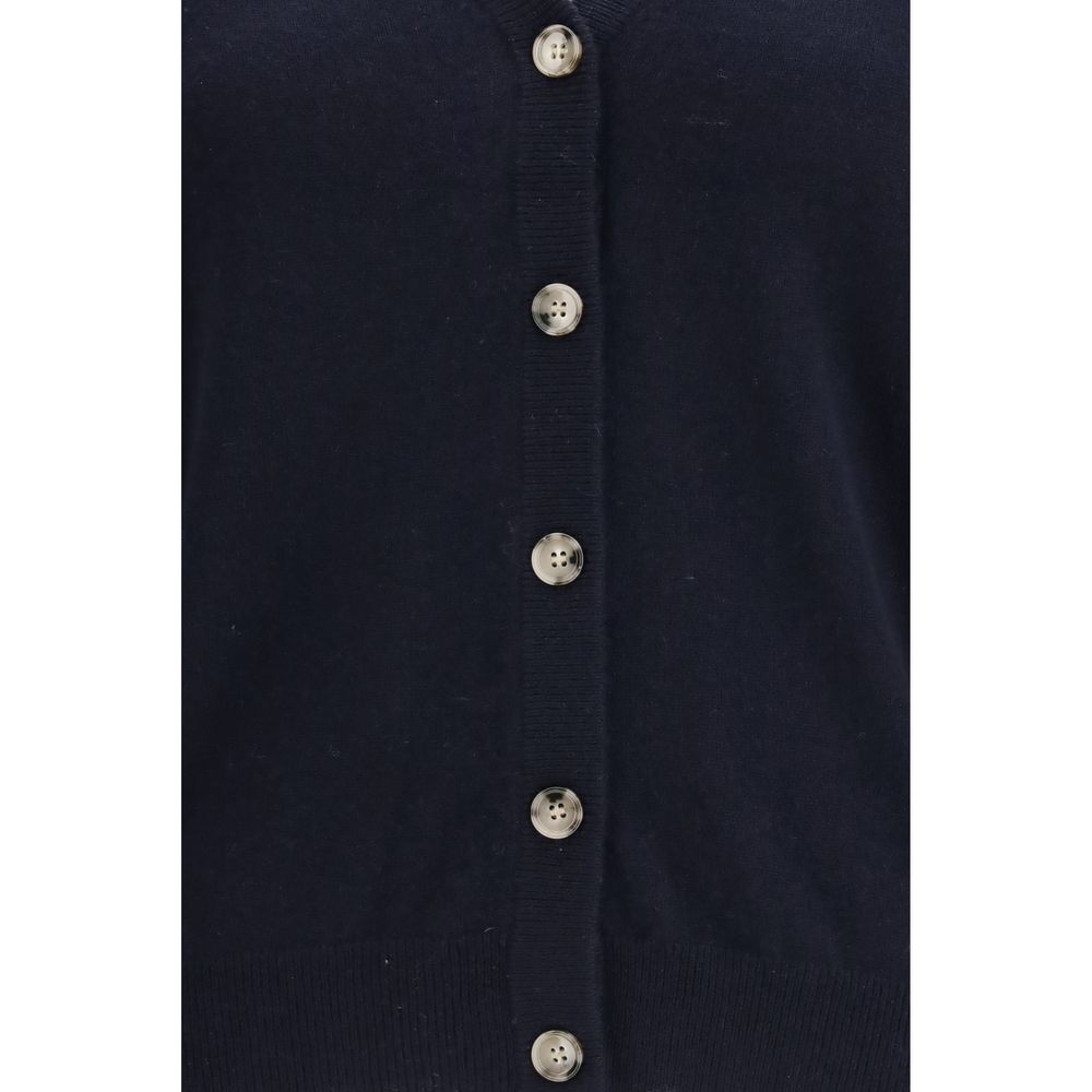 Cardigan by Allude for women in cashmere blue features a nuanced silhouette with a refined and nuanced detailing for a sophisticated look.