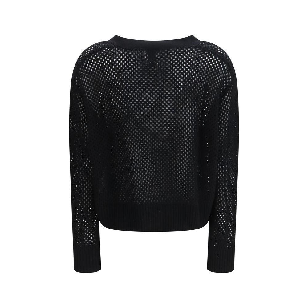Cardigan by Allude for women in cashmere virgin wool black showcases a luxurious silhouette, meticulously detailed with a sophisticated v-neck neckline and for a refined finish.