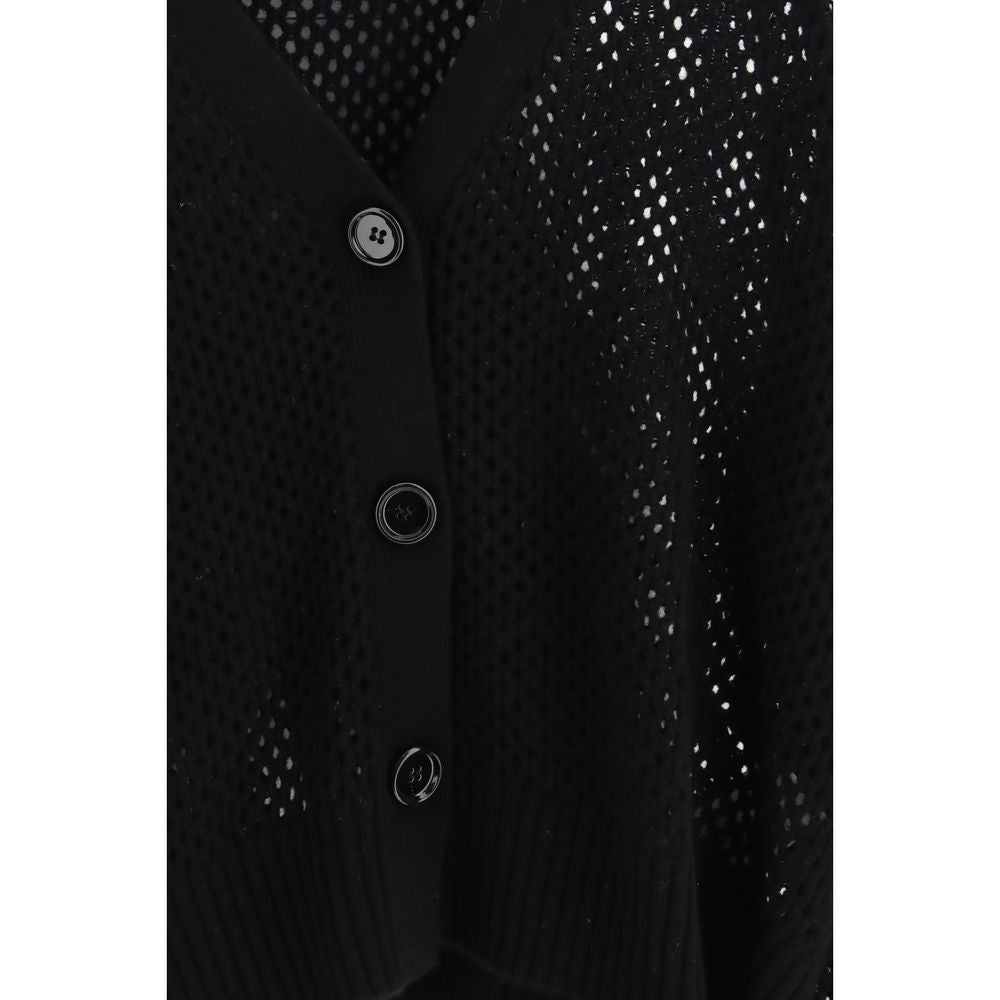 Cardigan by Allude for women in cashmere virgin wool black presents a textural silhouette, artfully finished with a textural and for a sophisticated, textural look.