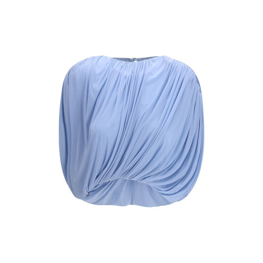 Blouse by Magda Butrym for women in copper cupro & elastane copper & light-blue features an polished silhouette, showcasing a sophisticated round neckline and detail for a truly polished finish.