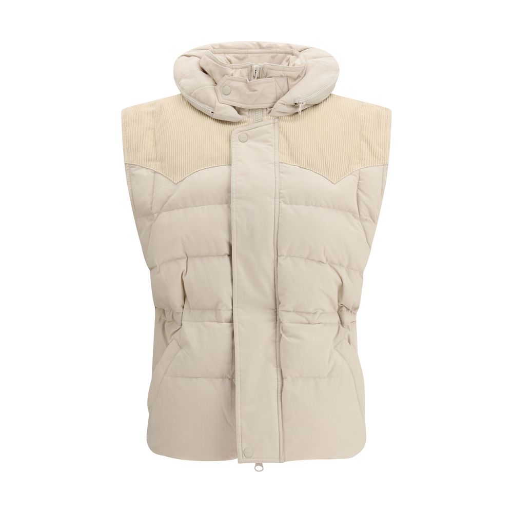 Vest by Isabel Marant Étoile for women in polyamide cotton polyester corduroy beige features an on trend silhouette, showcasing a sophisticated high-neck neckline and premium pockets & insulated for a truly on trend finish.