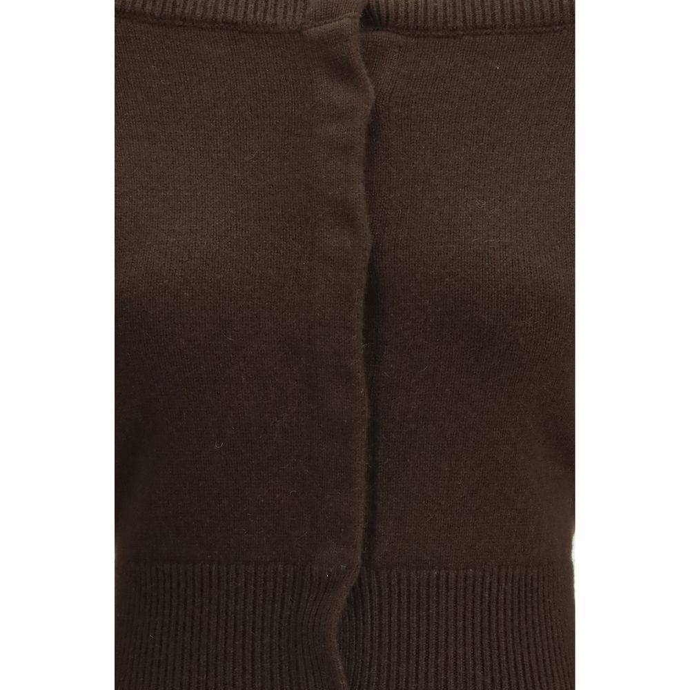 Cardigan by Tom Ford for women in cashmere brown & pearl features a dramatic silhouette, showcasing a sophisticated and dramatic detail for a timeless, premium look.