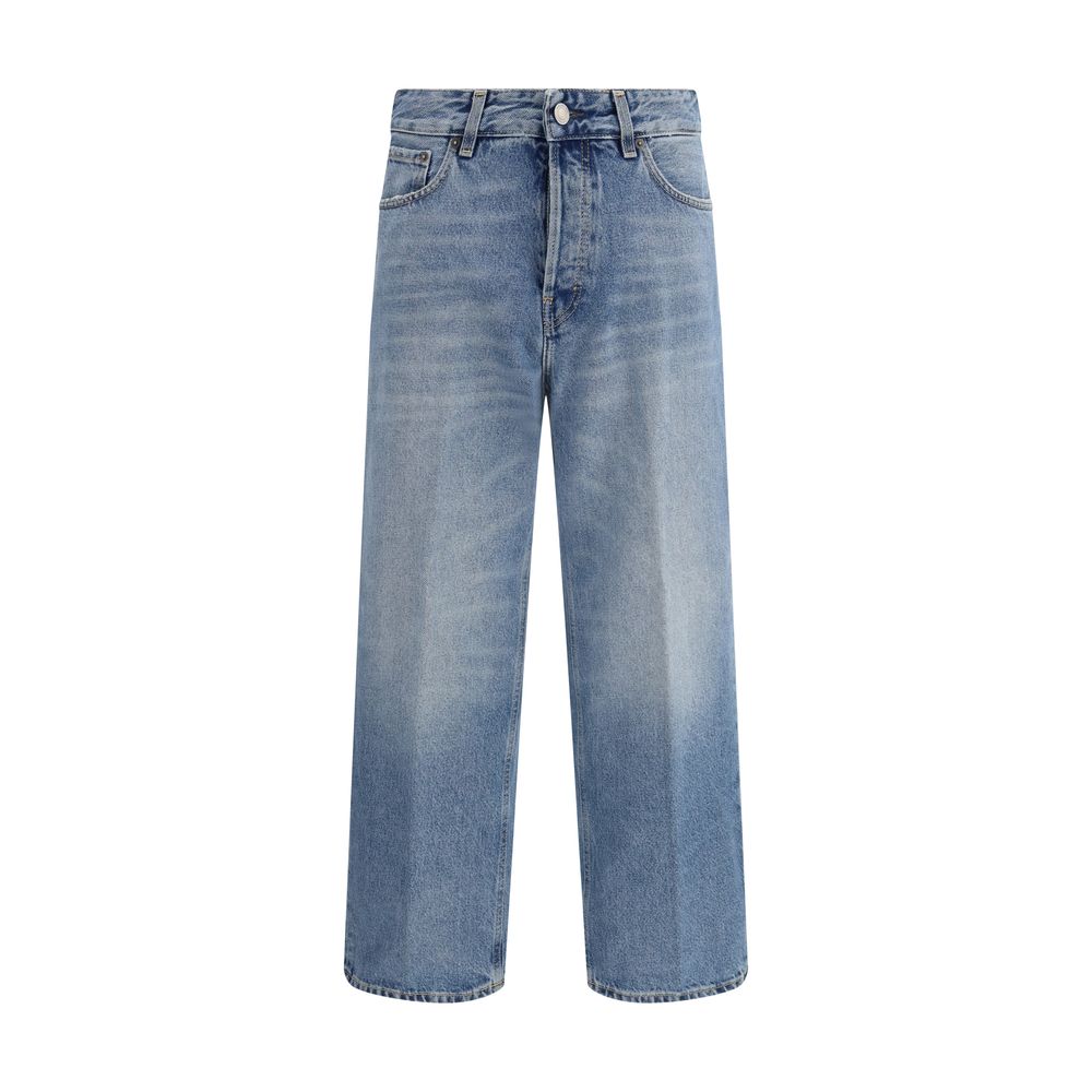 Jeans by Haikure for women in cotton denim blue & signature features a polished silhouette with a polished straight, relaxed-fit, regular-fit & boyfriend, reaching a polished long and finished with a polished .
