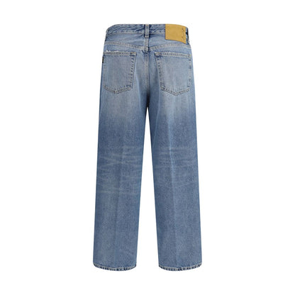 Jeans by Haikure for women in cotton denim blue & signature presents a refined pantology silhouette, artfully defined by a refined pantology straight, relaxed-fit, regular-fit & boyfriend, long, and a sophisticated .