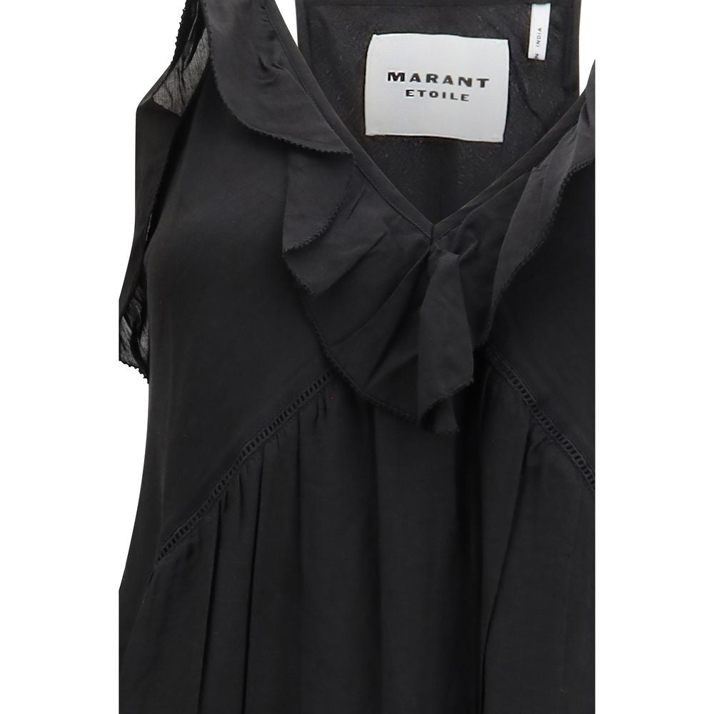 Dress by Isabel Marant Étoile for women in organic cotton & viscose black showcases a striking silhouette, elegantly detailed with a , refined , and a striking long for a striking finish.