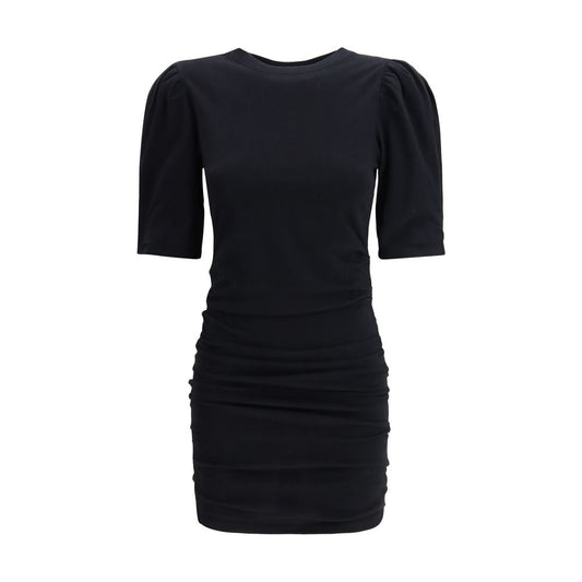 Dress by Isabel Marant for women in cotton black features an eye catching silhouette with a sophisticated round neckline, elegant short-sleeve, and a refined short mini for a eye catching aesthetic.
