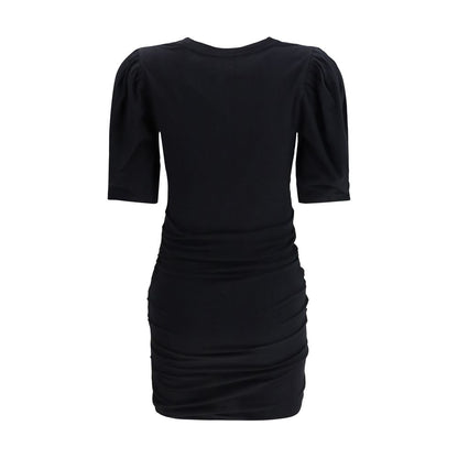 Dress by Isabel Marant for women in cotton black features a dramatic silhouette, showcasing an elegant round neckline and that flows into a dramatic short mini.