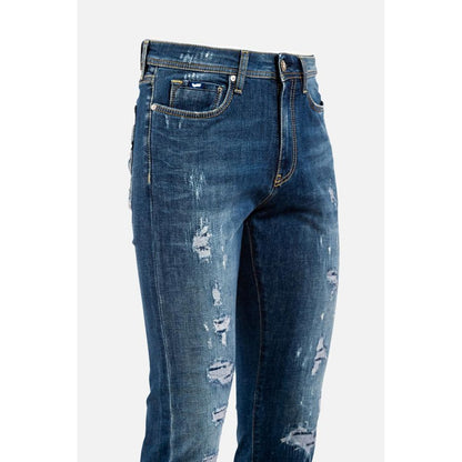 Gas Blue Cotton Slim Fit Jeans