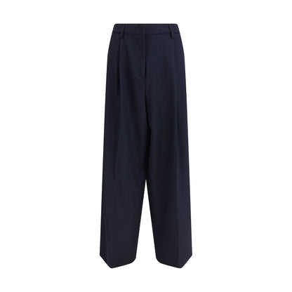 Trousers by Fabiana Filippi for women in stretch polyester & viscose blue features an on trend silhouette, showcasing a sophisticated regular-fit & wide with a long and for an on trend finish.