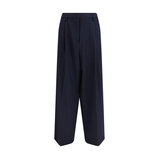 Trousers by Fabiana Filippi for women in stretch polyester & viscose blue features an on trend silhouette, showcasing a sophisticated regular-fit & wide with a long and for an on trend finish.