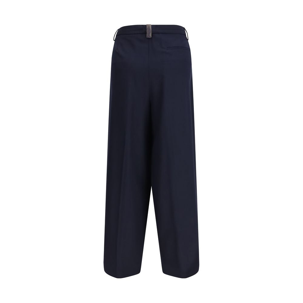 Trousers by Fabiana Filippi for women in stretch polyester & viscose blue presents a perennial silhouette, meticulously tailored with a regular-fit & wide cut, long finish, and an elegant .