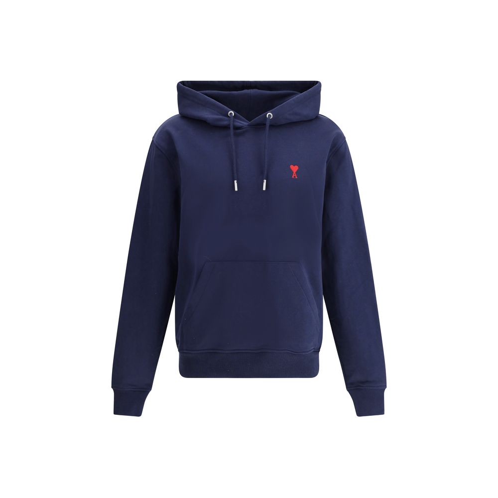 Ami Paris Men's Relaxed Fit Regular Cotton Sweatshirt Hoodie - Blue