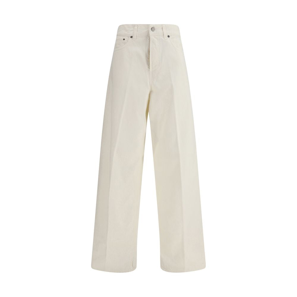 Jeans by Haikure for women in linen cotton denim twill white features an sophisticated and straight-leg, relaxed-fit, regular-fit & oversized with a precise long, creating a sophisticated and sophisticated silhouette.