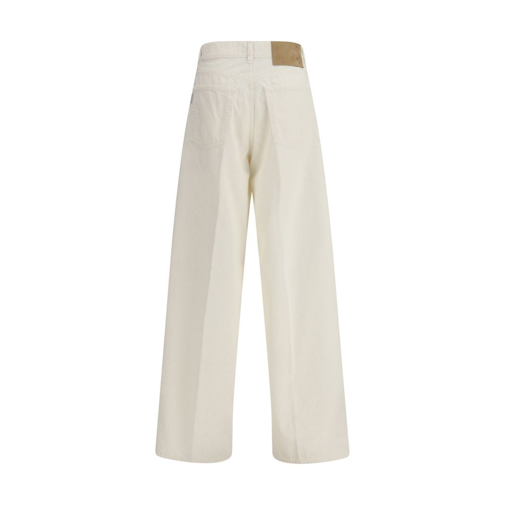 Jeans by Haikure for women in linen cotton denim twill white features an sophisticated and straight-leg, relaxed-fit, regular-fit & oversized with a precise long, creating a sophisticated and sophisticated silhouette.