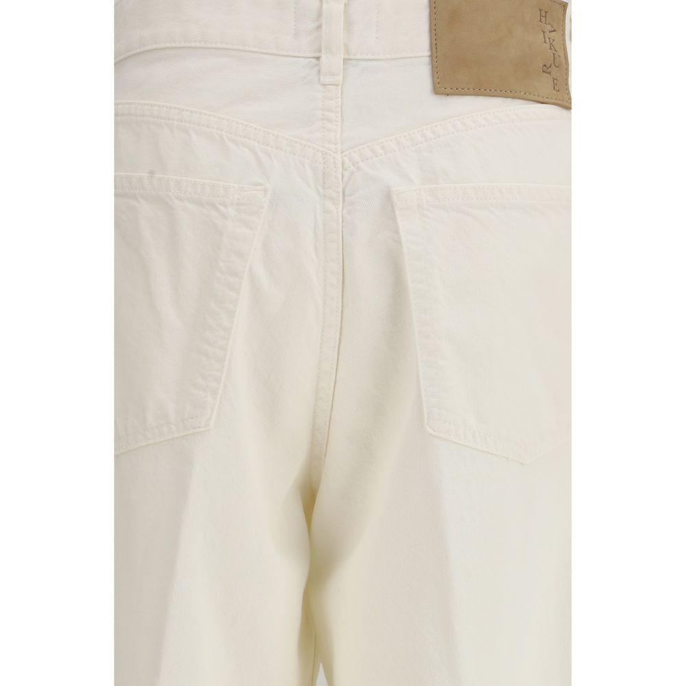 Jeans by Haikure for women in linen cotton denim twill white presents a tailored silhouette, showcasing a tailored straight-leg, relaxed-fit, regular-fit & oversized and long cut with a refined for a truly tailored aesthetic.