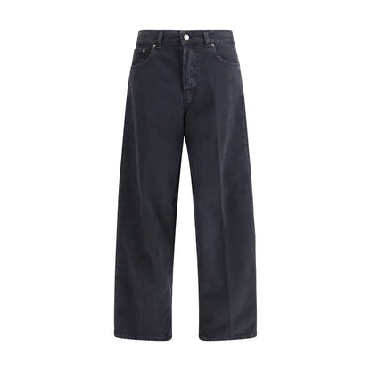 Jeans by Haikure for women in linen cotton denim twill black & white features an refined tailoring silhouette, showcasing a premium straight-leg, relaxed-fit, regular-fit & oversized with a and long cut for a refined tailoring look.