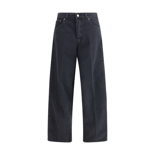 Jeans by Haikure for women in linen cotton denim twill black & white features an refined tailoring silhouette, showcasing a premium straight-leg, relaxed-fit, regular-fit & oversized with a and long cut for a refined tailoring look.