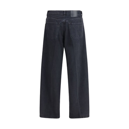 Jeans by Haikure for women in linen cotton denim twill black & white features an sophisticated and straight-leg, relaxed-fit, regular-fit & oversized with a precise long, creating a sophisticated and sophisticated silhouette.