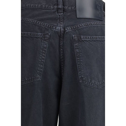 Jeans by Haikure for women in linen cotton denim twill black & white presents a tailored silhouette, showcasing a tailored straight-leg, relaxed-fit, regular-fit & oversized and long cut with a refined for a truly tailored aesthetic.